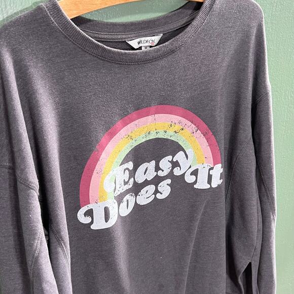 Wildfox "Easy Does It" Rainbow Sweatshirt | Soft Grey | Women's Medium - Picture 4 of 8